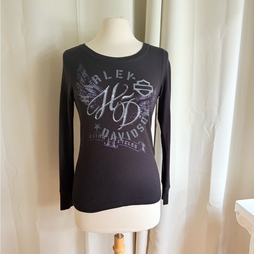 Harley Davidson black long sleeve thermal t shirt